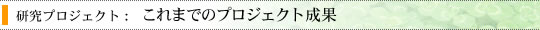 これまでのプロジェクト成果